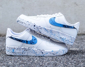 Air Force 1 Splash sneakers custom paint splatter blue
