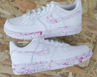 Personalized sneakers for children and babies Air Force 1 custom splash pink toddler