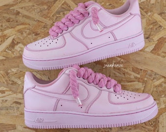 Air Force 1 custom rope laces full pink tie-dye sneakers - unisex custom sneakers