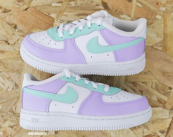 Personalized sneakers for children and babies Air Force 1 custom pastel tones toddler
