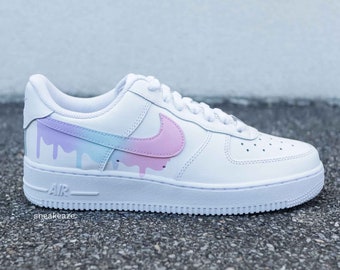 baskets customisées Air Force 1 Drip unicorn effet coulant unisexe