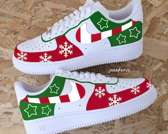 Air Force 1 Custom Christmas - Unisex Red and Green Santa-Themed Personalized Sneakers