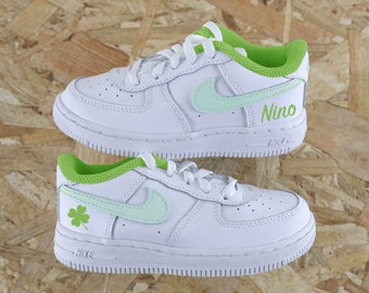 Personalized sneakers for children and babies Air Force 1 custom lucky green first name toddler birth gift