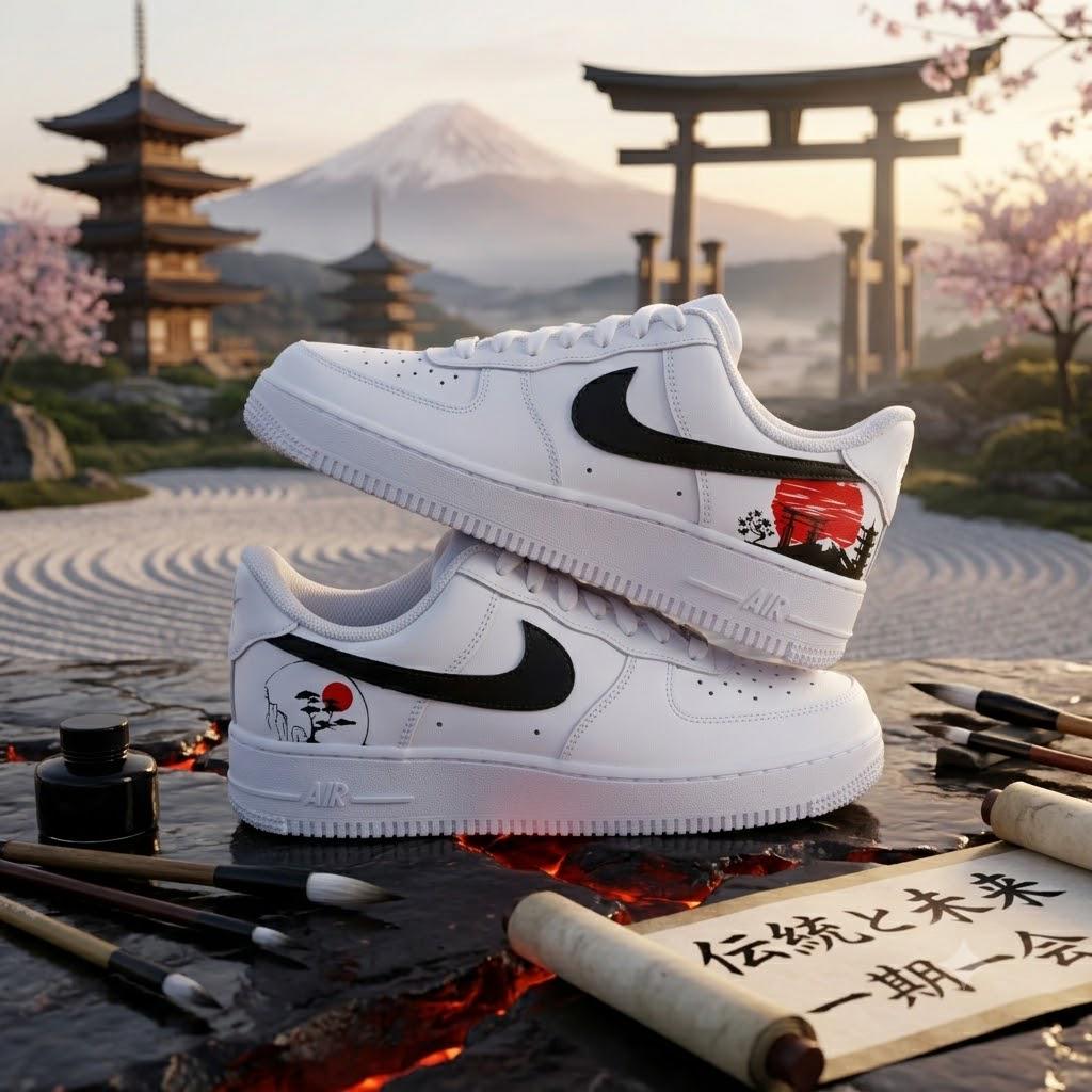 スニーカー Airforce1 custom Custom AF1 Air Force 1 Sneakers With Traditional Japanese Hand