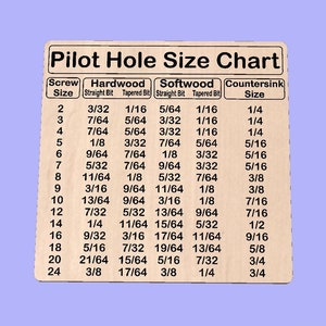 Pilot Hole Size Chart | Vector files for CNC | Dxf. Svg. Ai. Eps. Pdf. Crv with toolpaths | Make Your Pilot Hole Chart
