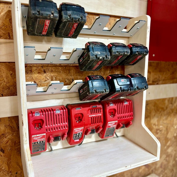 Milwaukee Charging Station and Battery Storage | *DIGITAL FILES* | Dxf. Svg. Ai. Eps. Pdf. Crv w/ toolpaths