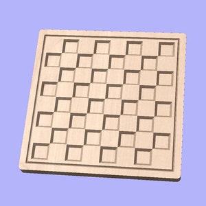 May include: A wooden board with a checkered pattern, ideal for playing games like checkers or chess.