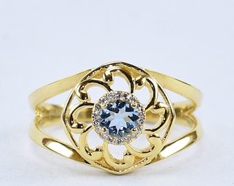 Swiss Blue Topaz Engagement Ring, Vintage Blue Topaz Ring, Anniversary Gift, Engagement Ring, Promise Ring, Birthstone Ring, Ring For Women