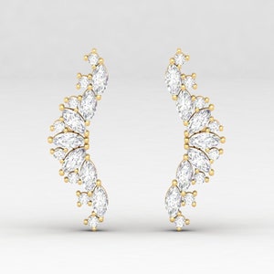 Diamond Cartilage Earring, Diamond Helix Earrings, Diamond Earrings, Cartilage Earrings, 14K Gold Ear Climber, Earrings, Earrings For Women
