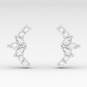 Diamond Cartilage Ear Climber, Marquise Diamond Ear Crawler, Climber Earring For Women, Marquise Diamond Earrings, Gift For Women