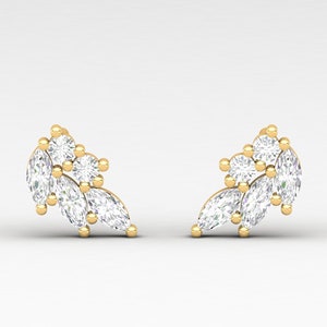 14K Diamond Cartilage Earrings, Stud Earrings, Diamond Earrings, Silver Earrings, Helix Stud Earring For Women, Gold Earrings, Gift For Her