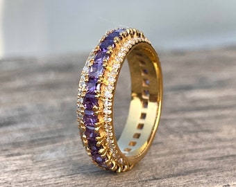 Amethyst Eternity Ring, Amethyst Eterntiy Band, Gemstone Ring, Birthstone Ring, Full Eternity Band, Gift Idea, Wedding Ring, Gift for Her