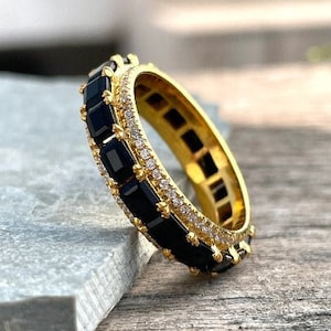 Black Onyx Eternity Ring, Stacking Onyx Band, Gift Idea, Black Eternity Band, Black Diamond Ring, Promise Ring, Eternity Rings, Gift For Her