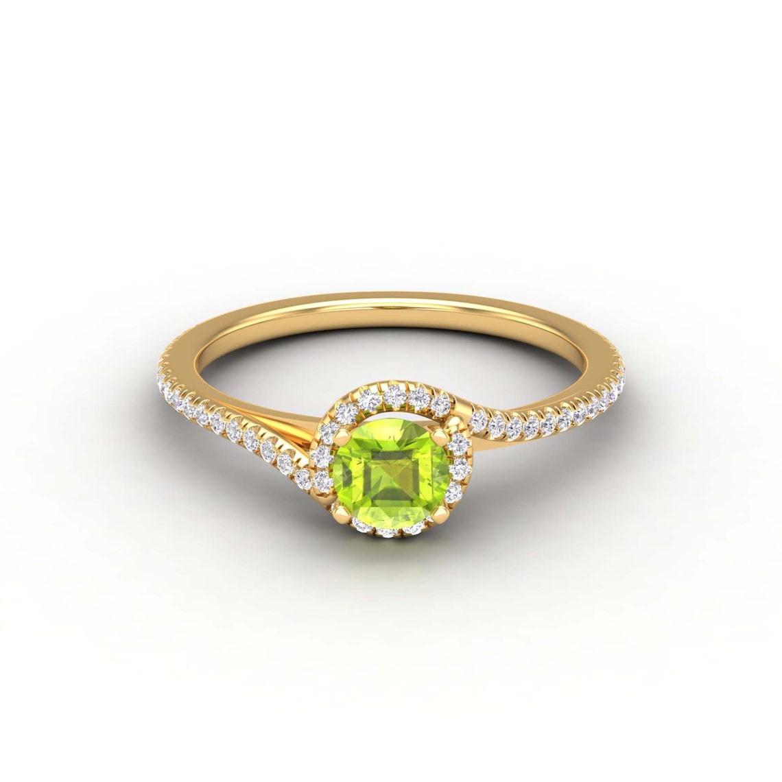 5MM Solitaire Peridot Ring 14k Gold Ring Simple Peridot | Etsy