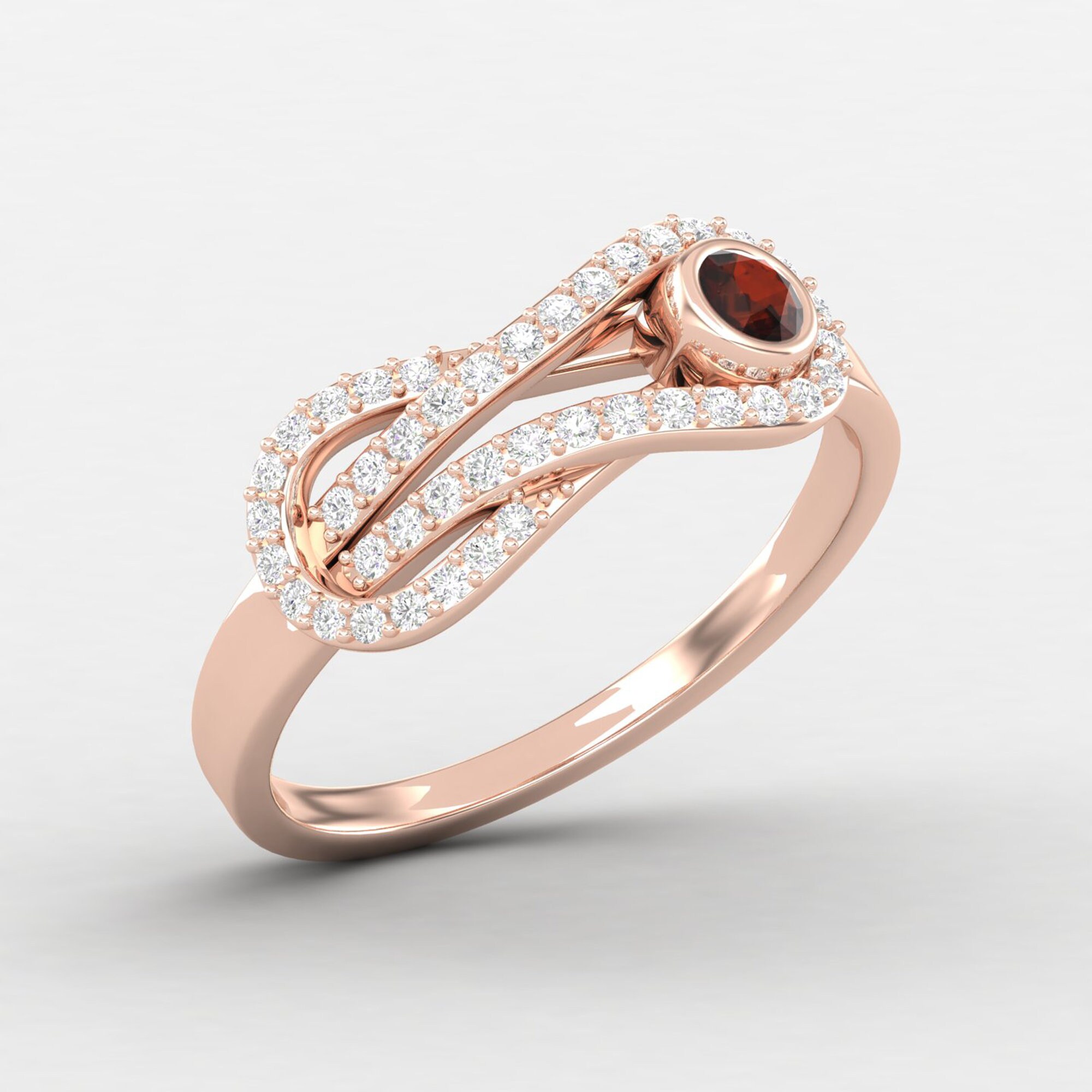 Art Nouveau Orange Engagement Ring 14k Solid Gold Etsy