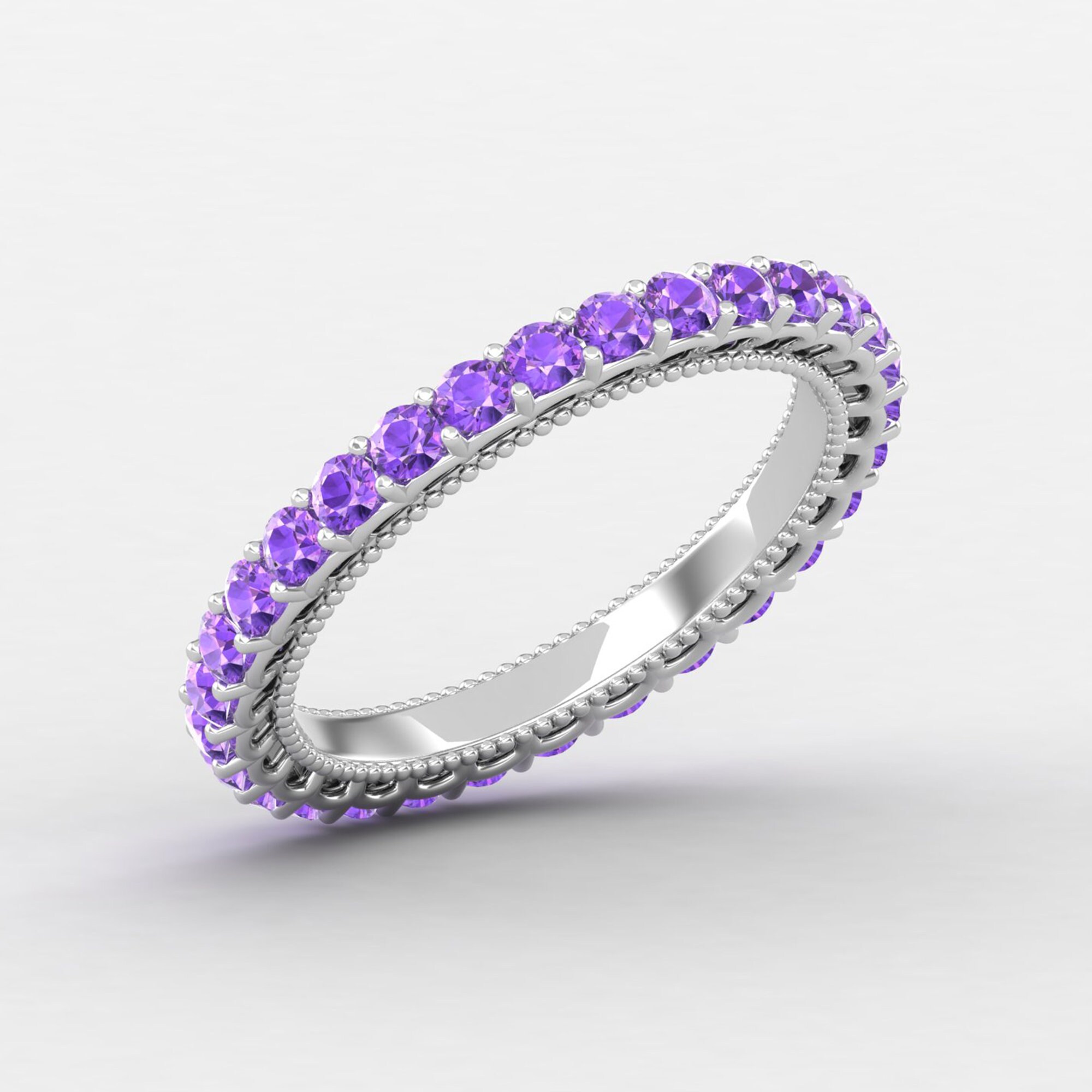 Stacking Amethyst Promise Ring 18k Gold Ring Simple Amethyst Etsy