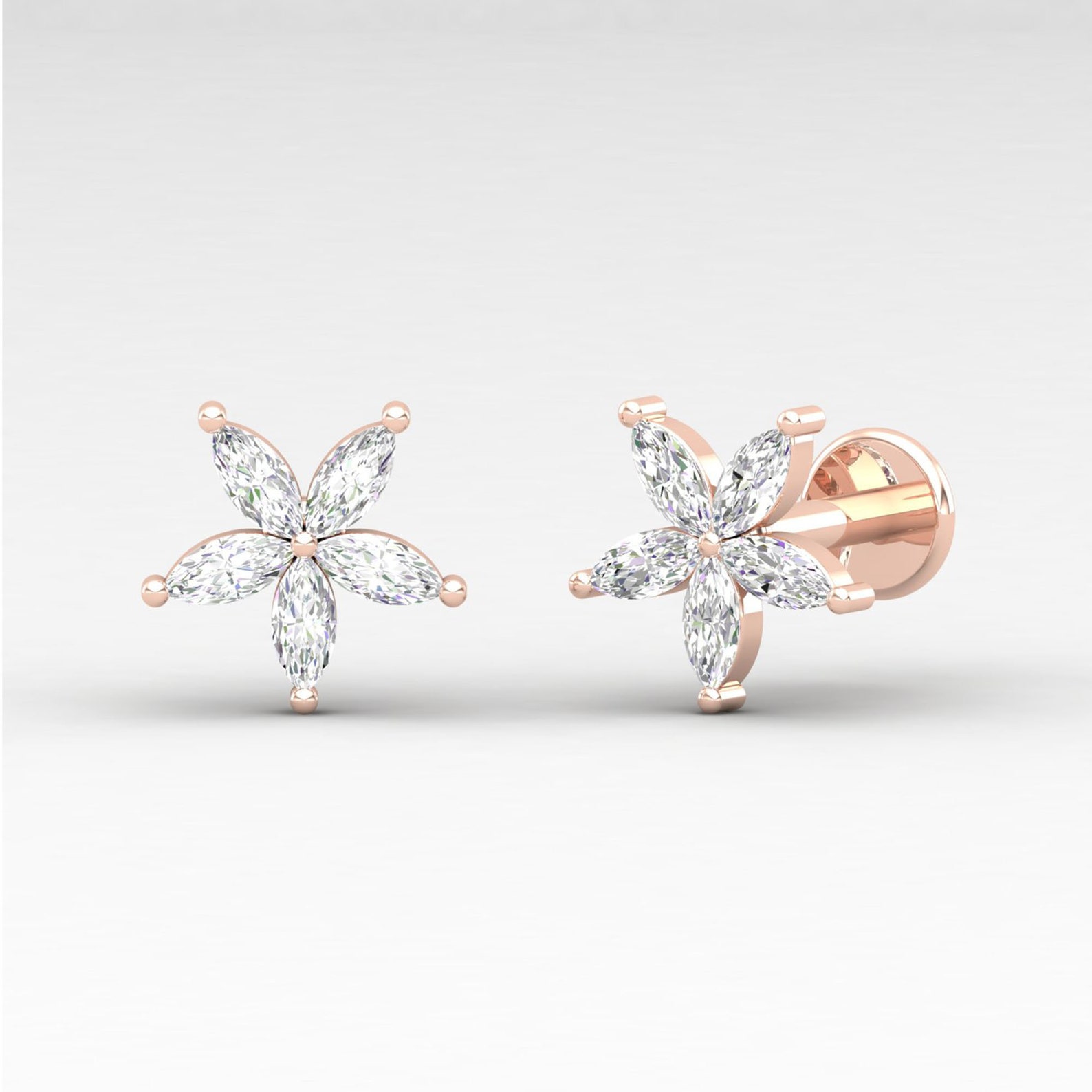 Diamond Conch Earring Marquise Diamond Cartilage Earring Etsy