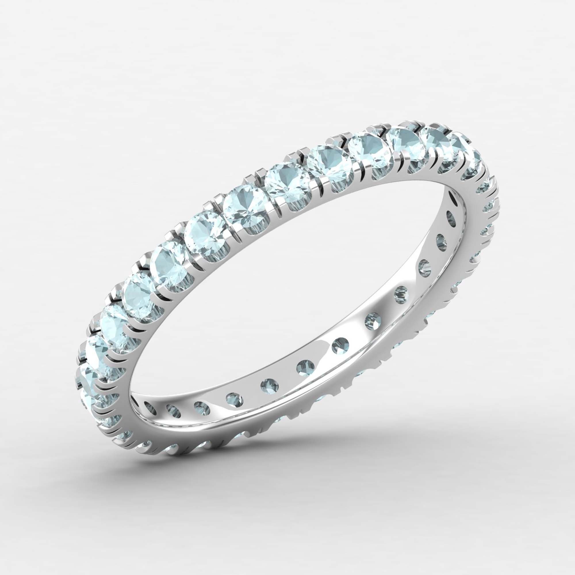 1CT Aquamarine Full Eternity Band Ring Dainty Solid Gold Etsy