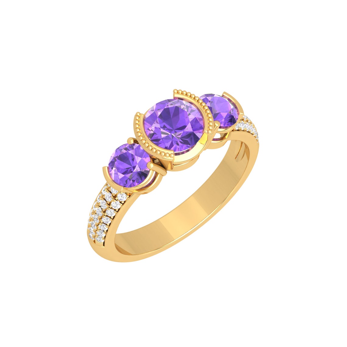 Amethyst Ring 14K Gold Ring Solid Gold Promise Ring Vintage Etsy