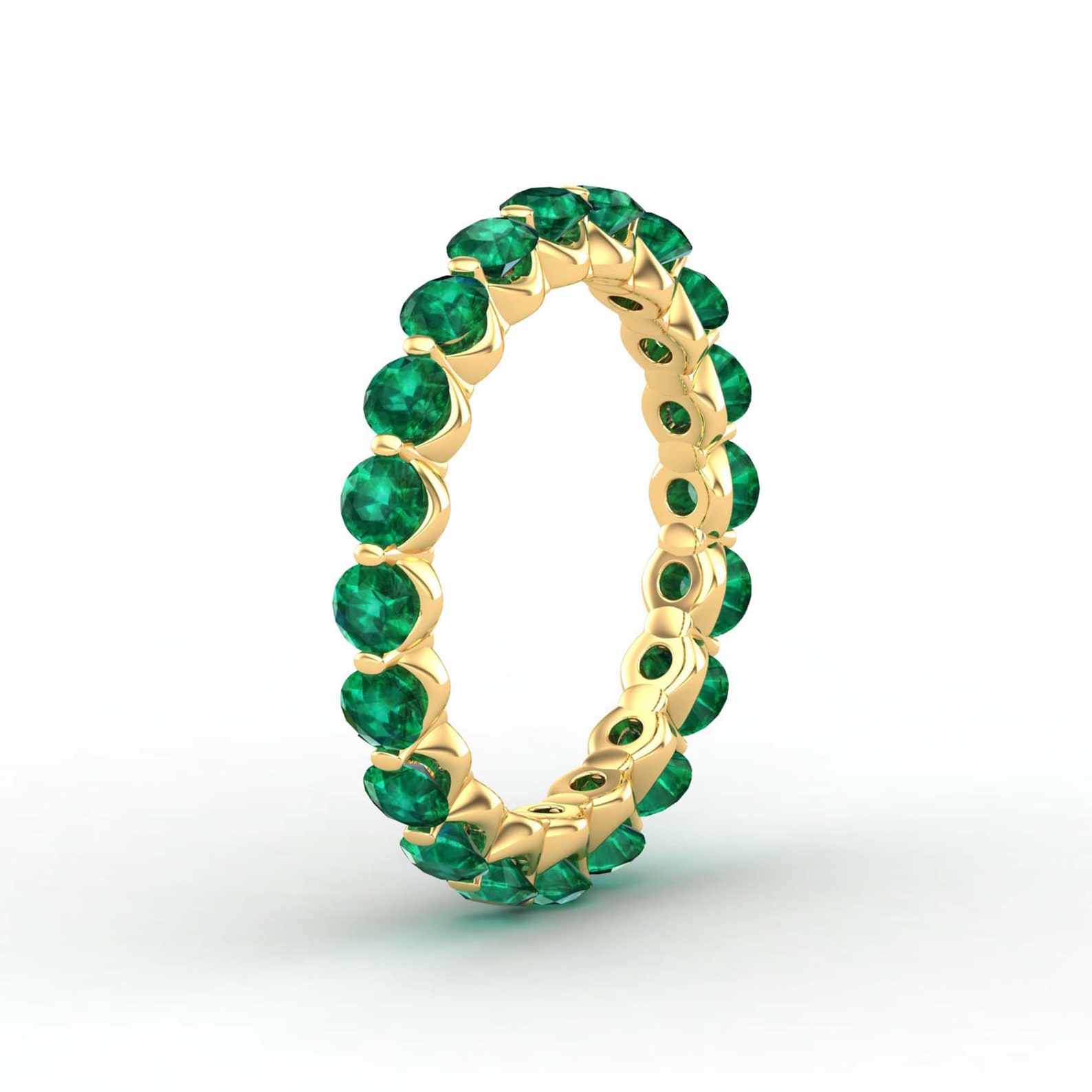 14k Gold Emerald Full Eternity Band Stacking Emerald Ring Etsy