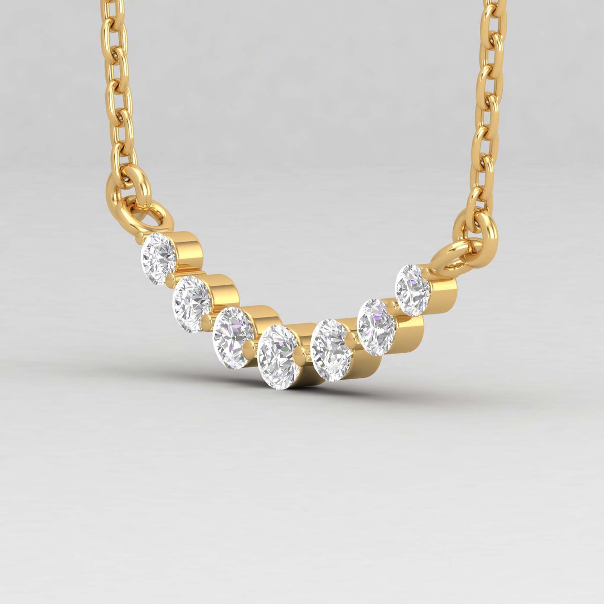 Diamond 14K Necklace Dainty Diamond Pendant Necklace White Etsy