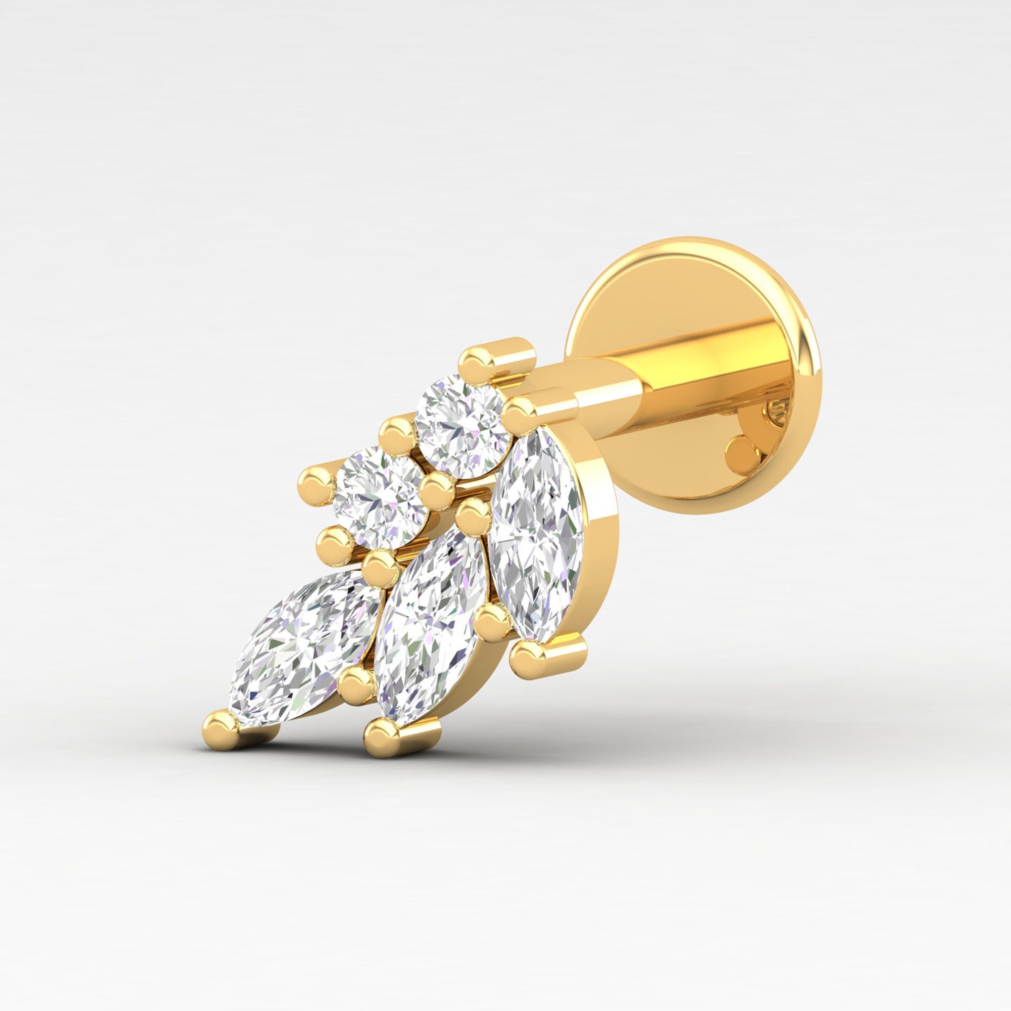 14K Diamond Cartilage Earrings Stud Earrings Diamond Etsy