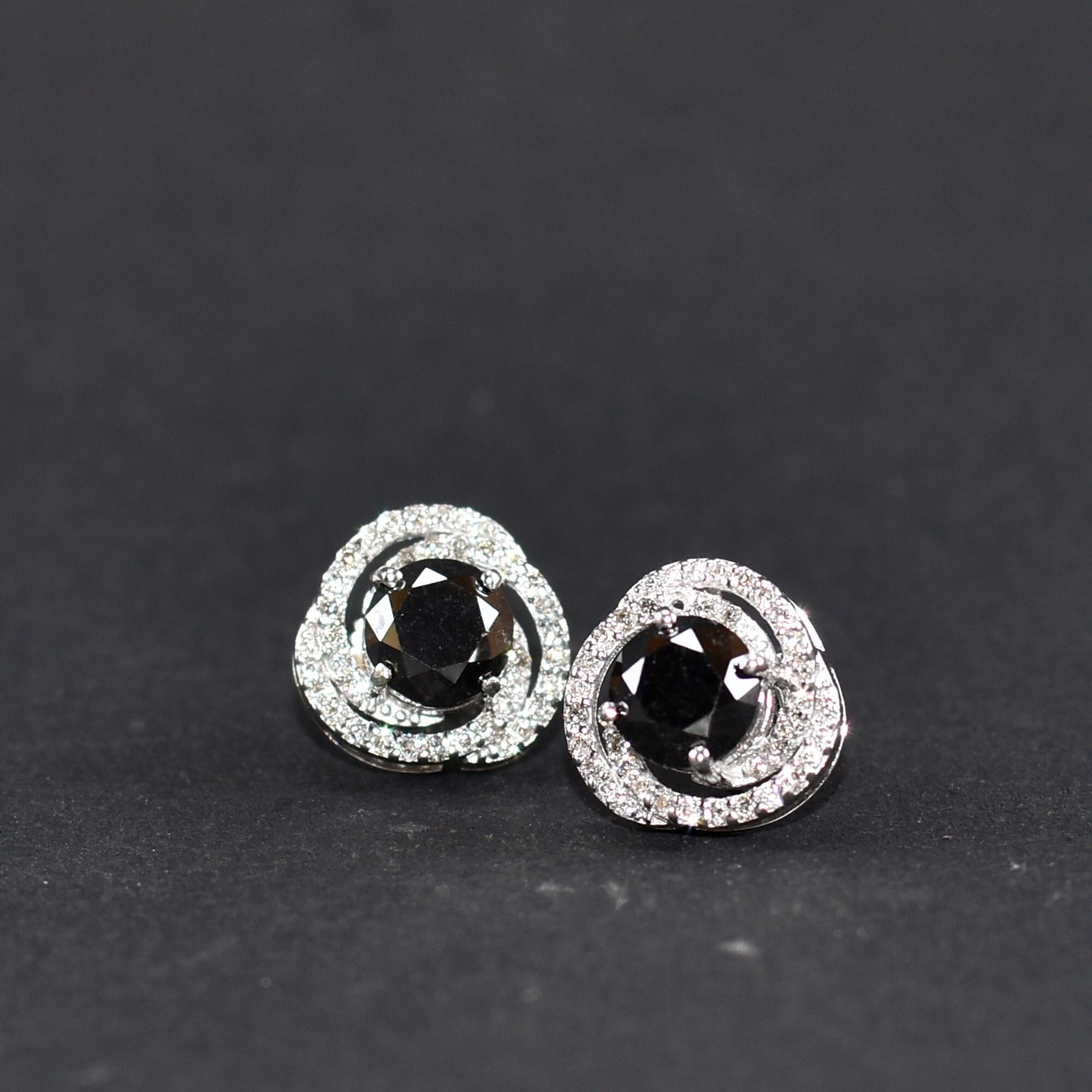 100 CT TW Black Diamond Stud Earrings in 14K White Gold  Peoples  Jewellers