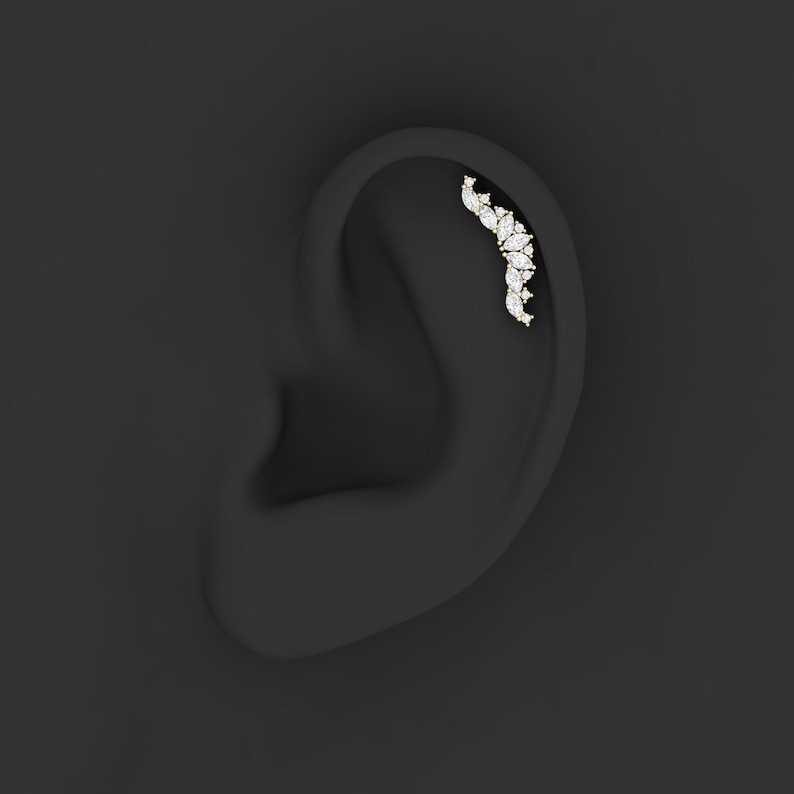 Diamond Cartilage Earring Diamond Helix Earrings Diamond Etsy