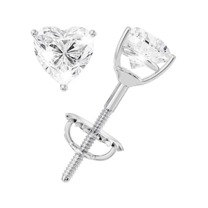 Heart Moissanite Stud Earrings, 0.5ct-3ct D Color VVS1 Clarity 14K White Gold Plated 925 Sterling Silver Moissanite Earrings For Women