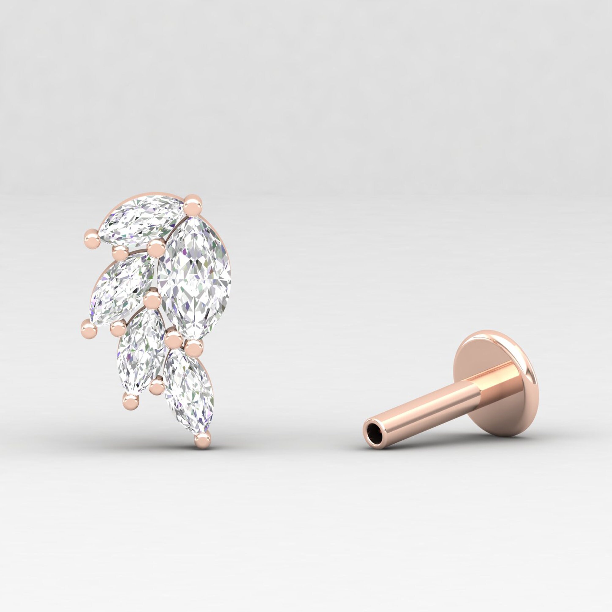 Diamond Cartilage Earring Diamond Helix Earring Gold Earring Etsy