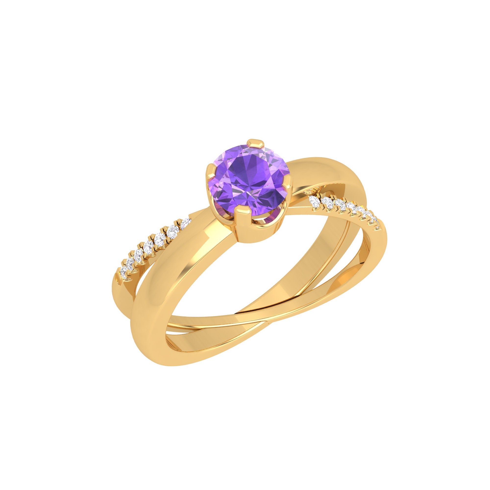 Vintage Amethyst Wedding Ring 18K Gold Ring Antique Etsy