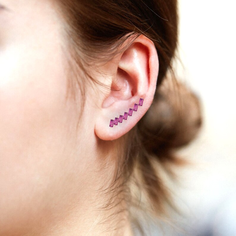 16G Earrings For Women Tourmaline Cartilage Earring Baguette Tourmaline Helix Earring Helix Earring Lobe Piercing