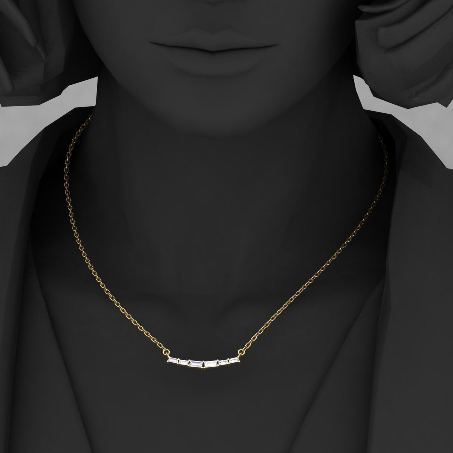 Diamond 14K Gold Necklace Dainty Diamond Pendant Necklace Etsy