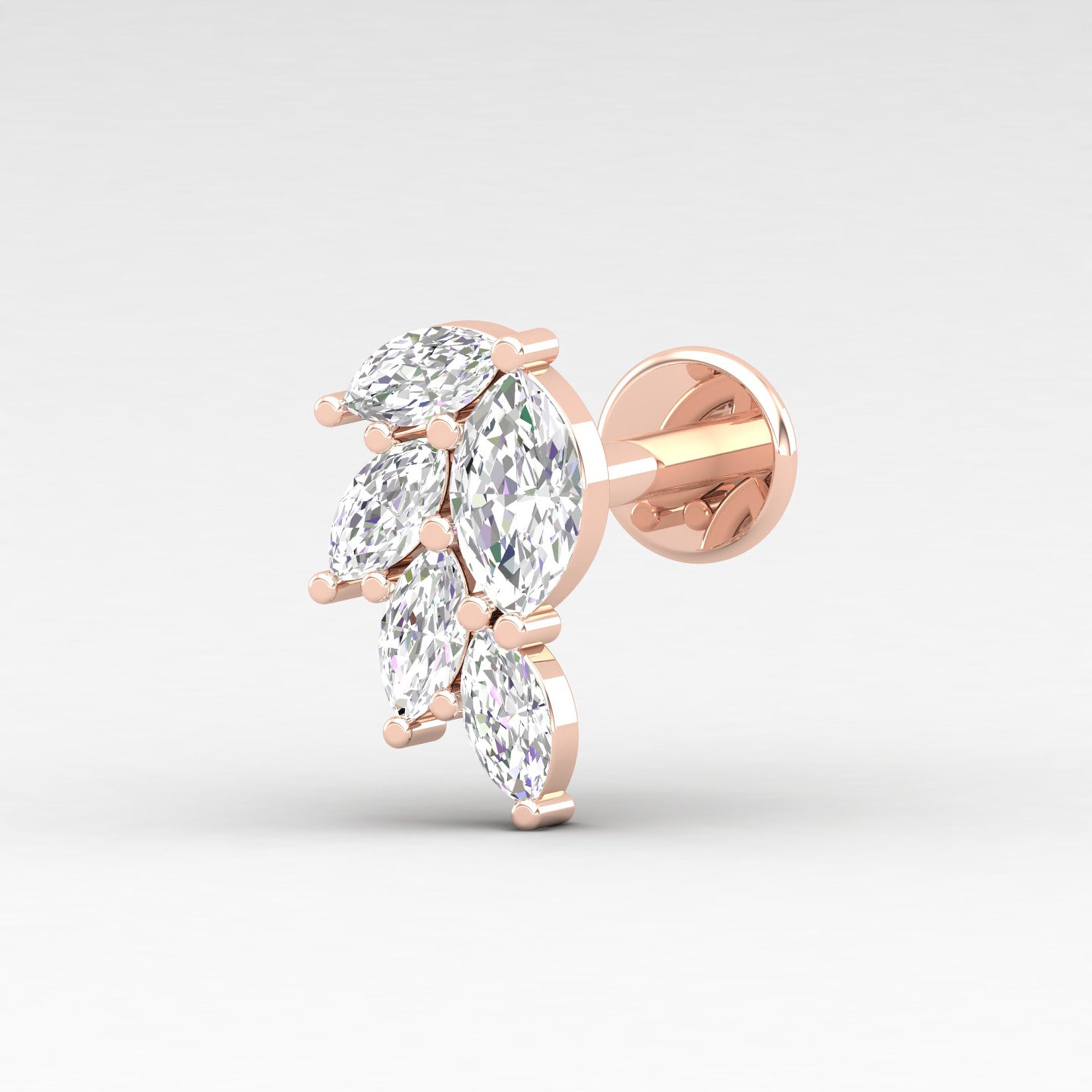 Diamond Cartilage Earring Diamond Helix Earring Gold Earring Etsy