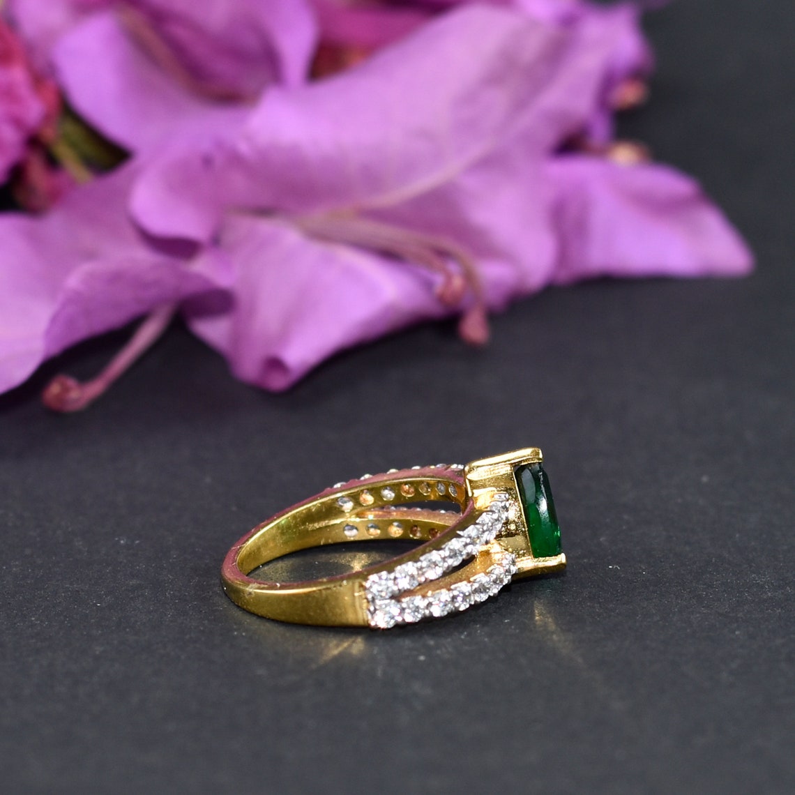 Emerald Engagement Ring Stacking Emerald Ring Emerald Ring Etsy