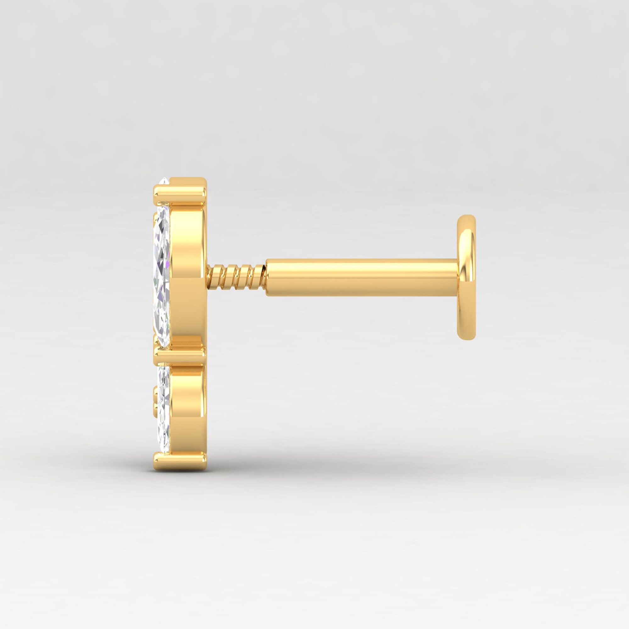 Diamond Cartilage Earring Diamond Helix Earring Gold Earring Etsy