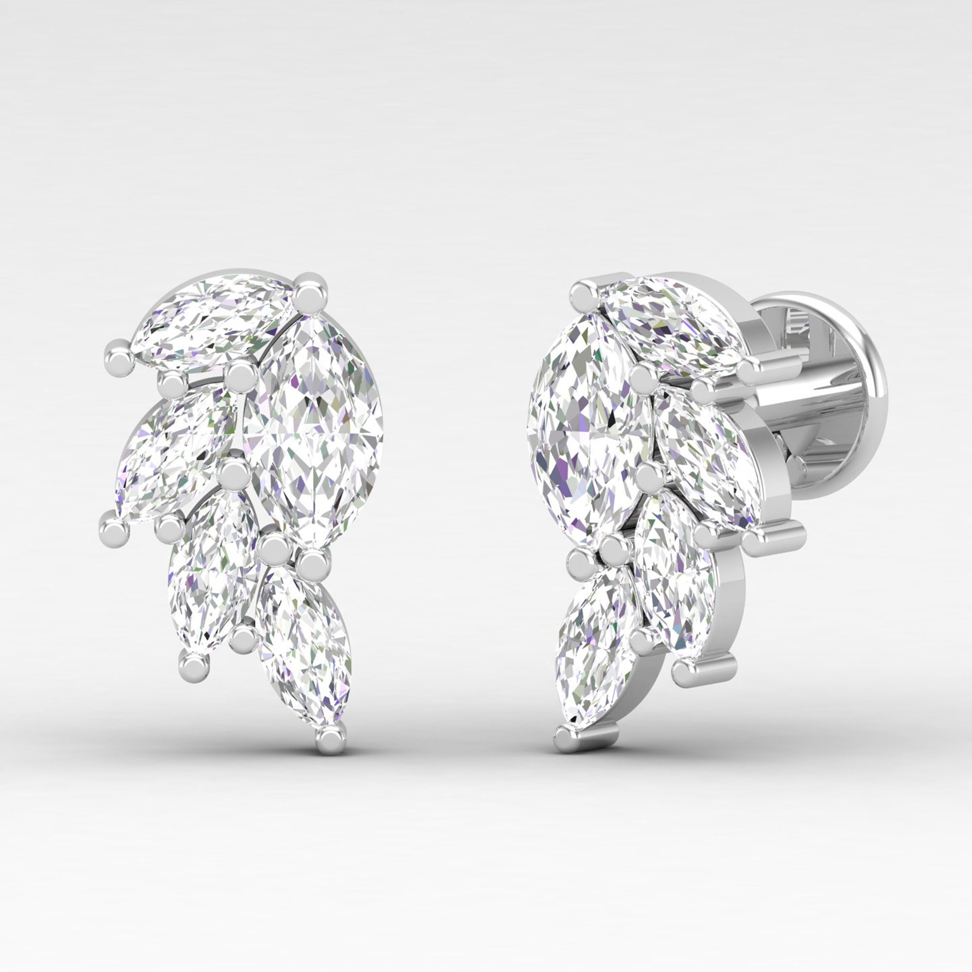 Diamond Cartilage Earring Diamond Helix Earring Gold Earring Etsy