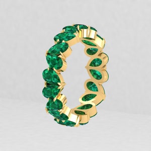 Stacking Emerald Eternity Ring, Dainty Ring, Minimalist Emerald Band, Stackable Ring, Gift Idea, Eternity Band Ring, Rings For Her image 6