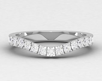 1/2CT Half Eternity Ring, Curved Band Ring, Eternity Band, Anniversary Ring, Git for Women, Moissanite Eternity Ring