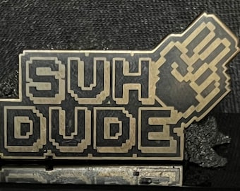 AHH SUH DUDE gold  Glow in the Dark Hat Pin dubstep merch, edc, edm, lost lands, electric forest merch, rave merch
