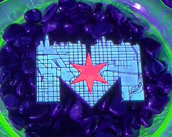 MANIC FOCUS CHICAGO glow hat pin dubstep merch, edc, edm, lost lands, electric forest merch, rave