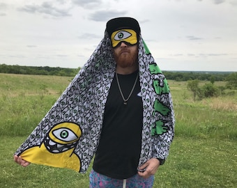 SUBTONICS CYCLOPS ARMY smashmina pashmina ice silk scarf, comes with headband and secret stash pocket to match plus more dubstep merch, edc
