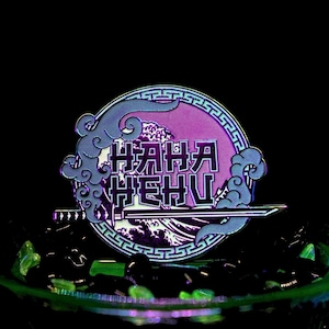 HAHAHEHU Subtronics rainbow hat pin glows in the dark riddim, dubstep merch, edc, edm, lost lands, electric forest merch, rave merch