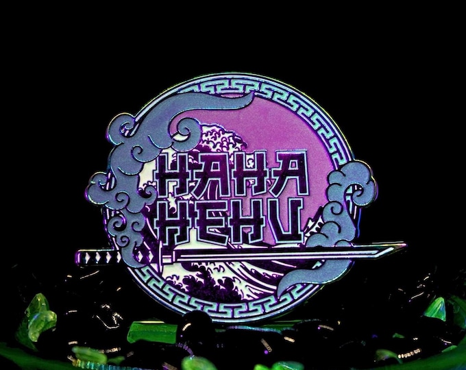 Featured listing image: HAHAHEHU Subtronics rainbow hat pin glows in the dark riddim, dubstep merch, edc, edm, lost lands, electric forest merch, rave merch