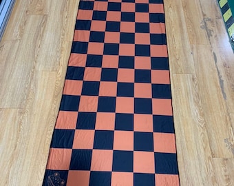 ANIMIE Father orange and black checkered pash silk spandex comes with extra goodies secret stash pocket. dubstep merch, edc, edm, lost lands
