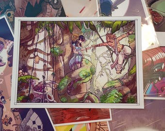 Just a Jungle scene. Sci-Fi Fantasy Art Print, totally human made.