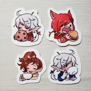 Final Fantasy 14 FFXIV Endwalker Food Friends 2.25&quot; Stickers and Set