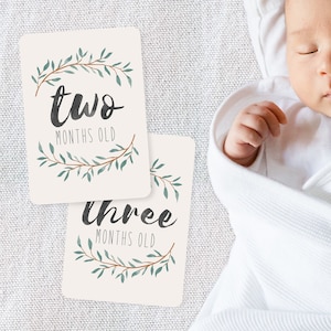 14 Baby druckbare Meilenstein Monat DIY Karten, moderne botanische Baby Fortschritt Karten, Aquarell Blätter tropischen Geschlecht Neutral Fotokarten