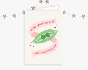 Valentine&#39;s Day Fingerprint Card - Peas In A Pod Handprint Baby Toddler Printable Craft - DIY Love Keepsake - Kids Activity Children Gift