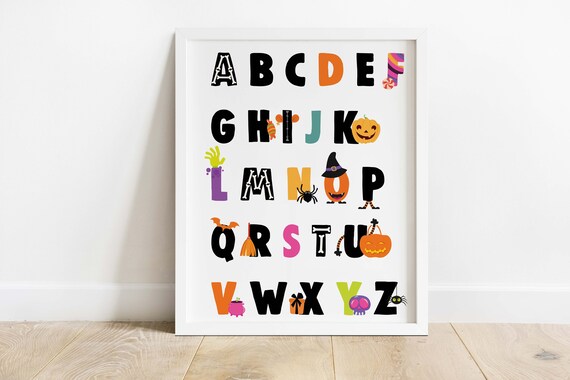 Halloween Wall Art Halloween Alphabet Halloween Decor Halloween ABC ...